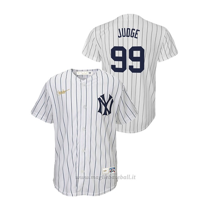 Maglia Baseball Bambino New York Yankees Aaron Judge Cooperstown Collection Primera Bianco